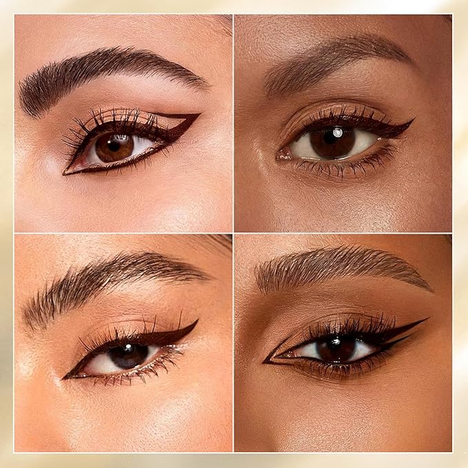 Stylish Ultra-precise Waterproof Liquid Eyeliner - Long Lasting & Smudgeproof Eye Liner with Ultra Fine Felt Tip, Ophthalmologist-Tested, Vegan- Dark Brown(Pack of 3)