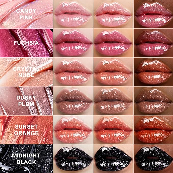 Lip Gloss, Nourishing and Hydrating with High-Shine Glimmer Finish & Sheer Wash Of Color, Vegan & Cruelty-free, 0.21 fl oz (Fuchsia)