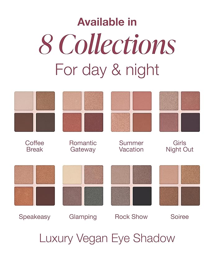 Mineral Fusion Eyeshadow Palette - Vegan Eye Makeup with Matte, Satin, and Shimmer Finishes - Natural, Lightweight Formula (Romantic Getaway)