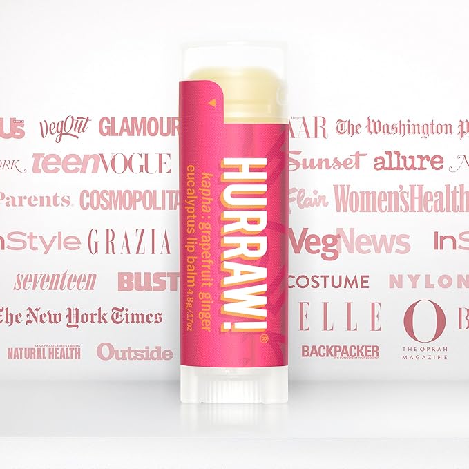 Hurraw! Grapefruit, Ginger, Eucalyptus (Kapha) Lip Balm, 3 Pack: Organic, Certified Vegan, Cruelty and Gluten Free. Non-GMO, 100% Natural Ingredients. Bee, Shea, Soy and Palm Free. Made in USA