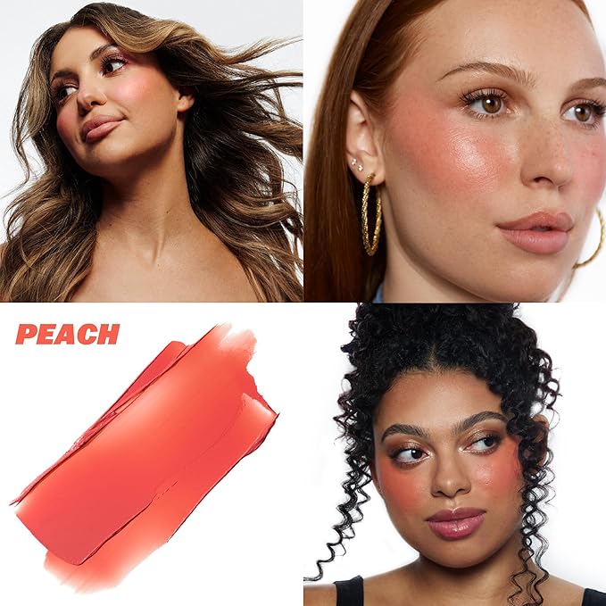 BASMA Beauty Cream Blush for Cheeks, Buildable Non-Sticky Cream Blush Makeup, Long-Lasting Cheek and Lip Tint with Vitamin E, Aloe Vera & Rosemary Extract, Gluten-Free Vegan (Peach)