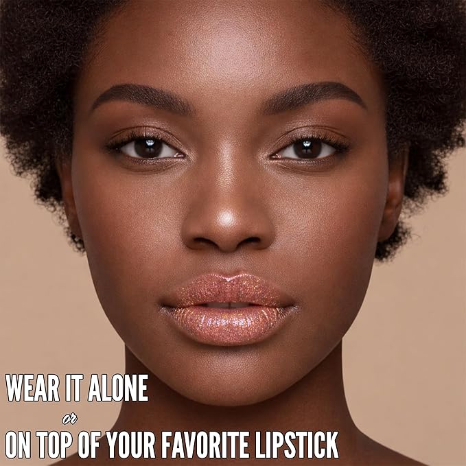Mynena Nude Caramel Shimmer Lip Gloss | Non-Sticky Lightweight Topper | High-Shine Iridescent Sparkle | Layerable Demi-Sheer Finish | Paraben-Free & Cruelty-Free | Star