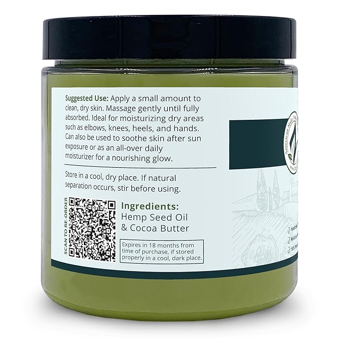 Zatural Hemp Butter Handcrafted, Vegan, 2 Simple Clean Ingredients (2 Pack)