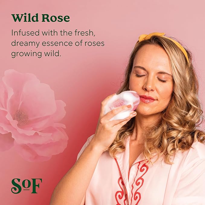 SoF Triple Milled Bar Soap - With Coconut Oil & Organic Shea Butter- Vegan & Non GMO- Free From Phthalates, Sulfates & Parabens- Wild Rose - 6 oz Bar 6 Bars