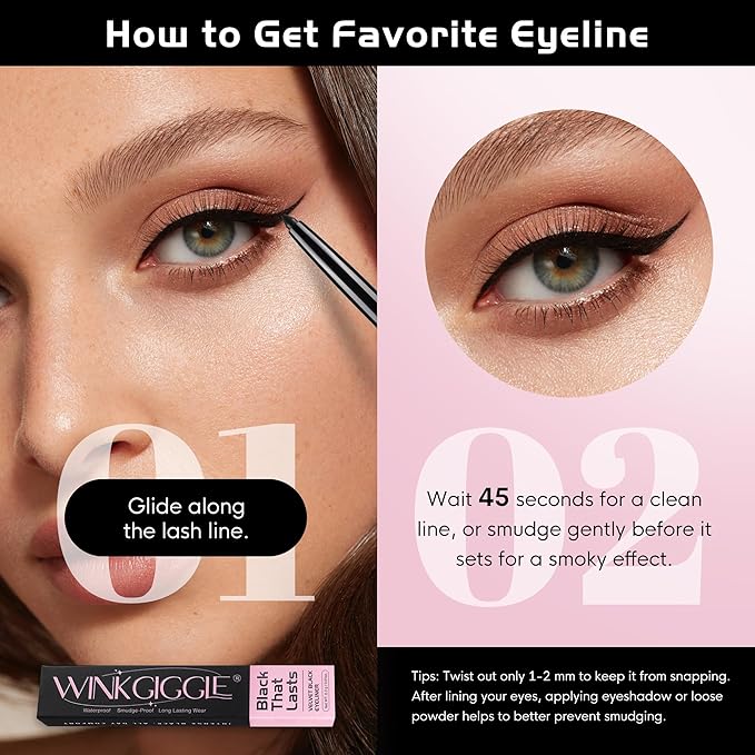 Black Eyeliner No Budge Retractable Eye Liner, Creamy Pigmented & Waterproof Creates Bold & Defined Lines Vegan & Cruelty-Free Easy to Apply （Black）