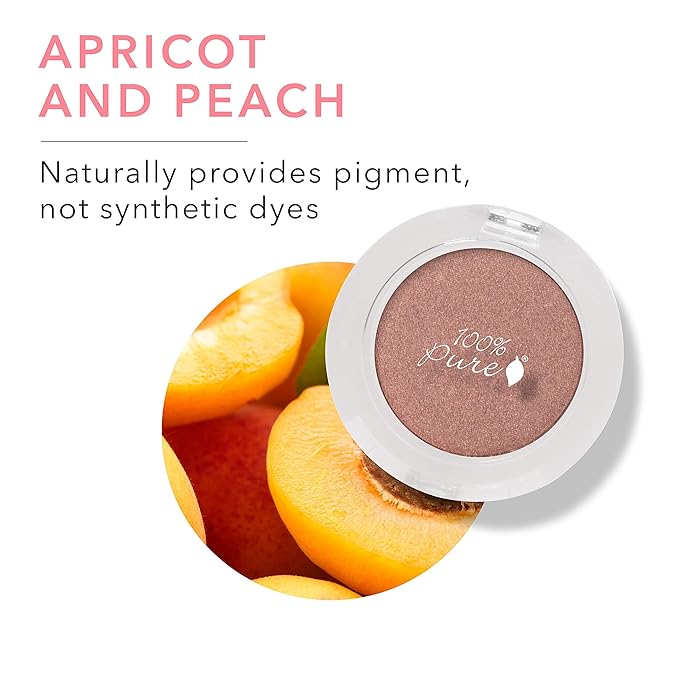 100% PURE Pressed Powder Eye Shadow (Fruit Pigmented), Cinnaban, Shimmer Eyeshadow, Buildable Pigment, Easy to Apply, Natural Makeup (Light Shimmery Copper w/Pink Undertones) - 0.07 oz