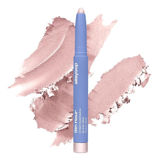 ALLEYOOP 11th Hour Waterproof Cream Eyeshadow Stick – Long-Lasting Eye Shadow Pencil & Eyeliner, Cream to Powder Stick & Highlighter – Smudge-Proof Eyeshadow Shimmer, Light Pink shimmer