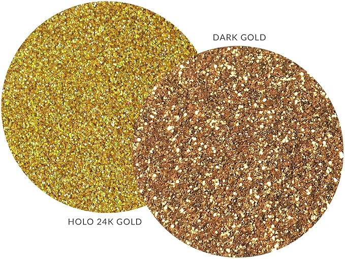 MARBLERS Twinkle Face & Body Glitter Duo [Dark Gold & Holo 24K Gold] 0.36oz (10g) | Non-Toxic | Cruelty-Free | Eyeshadow, Nail Polish, Nail Art | Festival, Rave & Party Makeup | Nail Art | Gel Nail