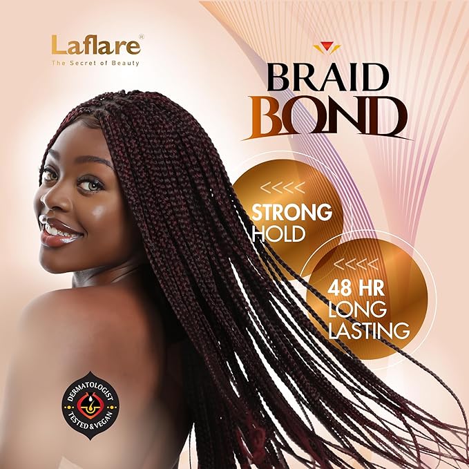 Laflare 430 ml Braid Bond Gel Bulk Extreme Hold for Natural & Kids Hair, Vegan, Nourishing, Braiding Hair, Twist Hair (Cherry)