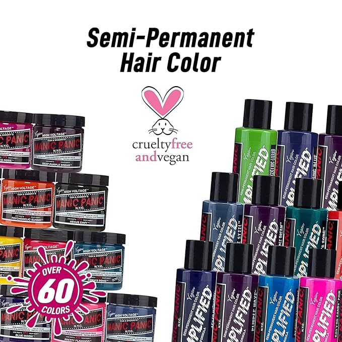 MANIC PANIC Hot Hot Pink Amplified Semi-Permanent Hair Dye - Medium Pink Color - Glows in Blacklight - Vegan, PPD & Ammonia Free