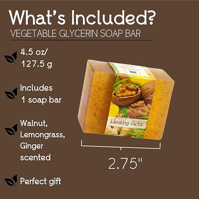 Glycerin Bar Soap Healing Arts Scent - Natural, Vegan-Friendly, Hypoallergenic - Moisturizing and Hydrating with 100% Vegetable Glycerin - Sulfate-Free, Paraben-Free, Chemical-Free - 4.5 oz