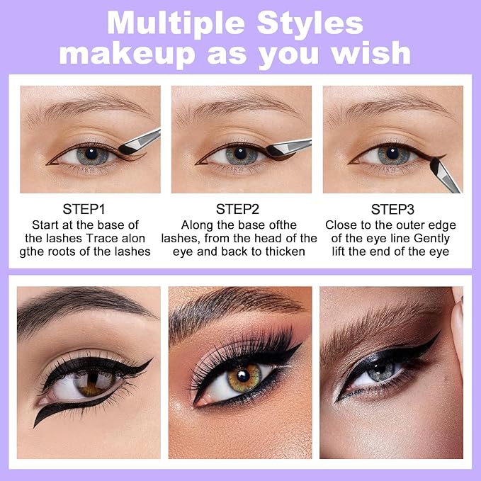 LAVONE Eyeliner Set - Waterproof Makeup Kit with Liquid eyeliner Pencil, Gel Eyeliner & Angled Eye liner Brush, Waterproof, Smudge Resistant, Long Lasting Formula - Gray
