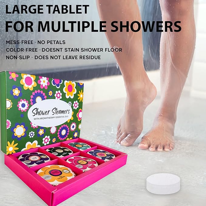 Shower Steamers for Women Gift Set, 24pc Shower Bombs Aromatherapy Gift Set w/Organic Essential Oils. Shower Melts, Bath Bombs for Shower, Easter Basket Essentials, Individually Wrapped, 4 Box, 6 Pack