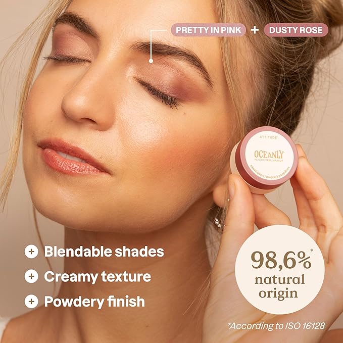 ATTITUDE Oceanly Eyeshadow, EWG Verified, Single Matte Cream Eyeshadow, Plastic-Free, Vegan Beauty and Makeup, Dusty Rose, 0.16 Fl Oz