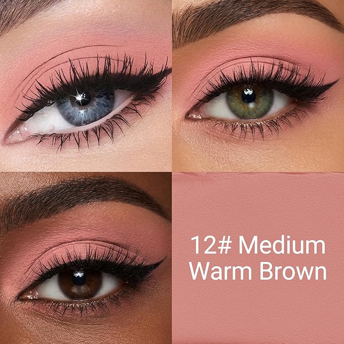 Erinde Cream Matte Eyeshadow Stick, Medium Warm Brown Eye Shadow Sticks, Cream to Powder Eyeshadow Crayon, Buildable & Blendable Long-Lasting Waterproof Eye Shadow Stick, Vegan & Cruelty-Free, 12