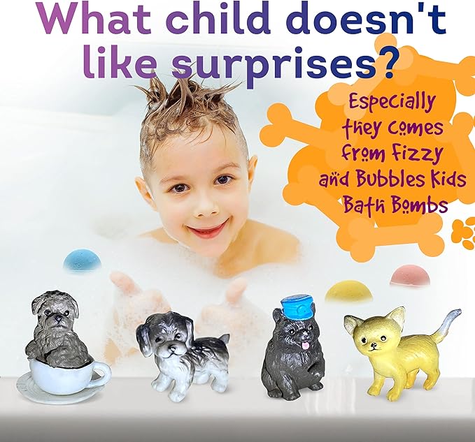 Organic Bath Bombs for Kids with Surprise Inside Little Puppies Toys – Natural and Safe Bubble Bombs with Essential Oils - Bath Bombs Toys Inside – Great Gift Set for Boys and Girls Handmade in USA