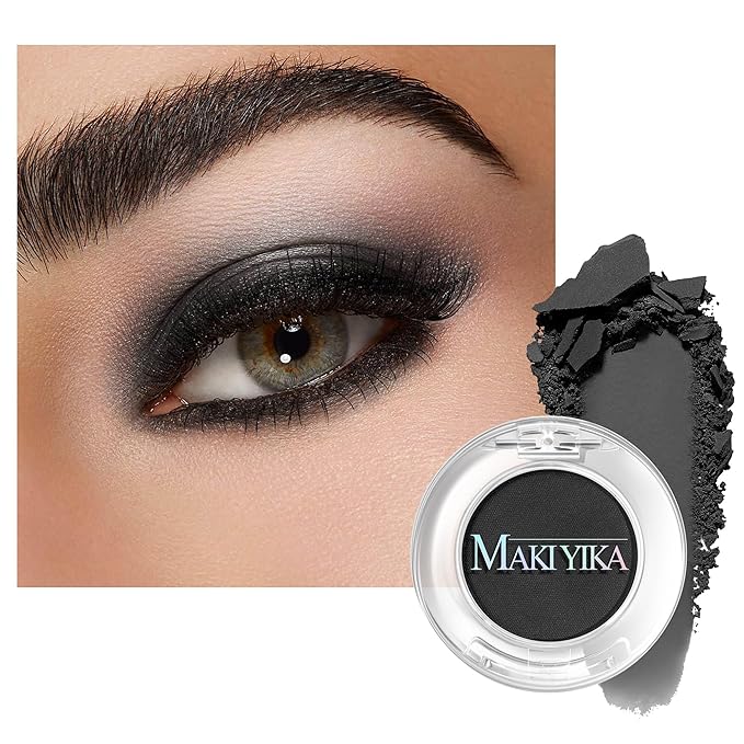 MAKI YIKA Dark Blue Matte Single Eye Shadow Palette for Women, Pigmented White Eyeshadow Powder for Brown Eyes, Color Stay Long Lasting Waterproof Eye Makeup Palette, #5