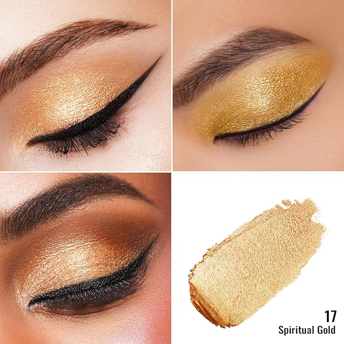 Oulac Gold Eyeshadow Cream Eyeshadow-Sombra de Ojos Highly Pigmented Natural Waterproof&Long Lasting with Moisturizing Formula, Shimmer Glitter Eye Makeup Large Capacity. 6g.
