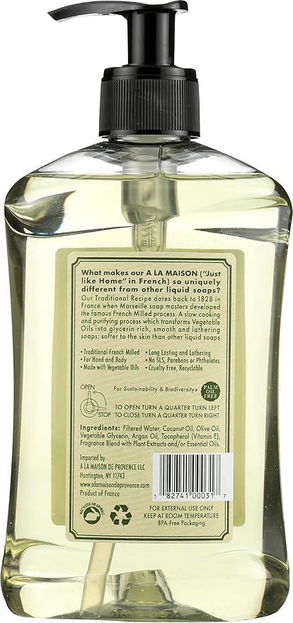 A LA MAISON Rosemary Mint French Liquid Hand Soap - Natural Hand Wash Made with Essential Oils - Biodegradable, Plant-Based, Vegan, Cruelty-Free, Alcohol & Paraben Free (16.9 oz, 1 Pack)