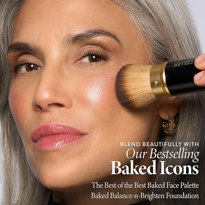 LAURA GELLER NEW YORK Cosmetic Professional Makeup Brushes - Cruelty-Free - 08 Face It All 2pc Makeup Brush Set - Kabuki Brush + Dual-Ended Blush and Bronzer Brush