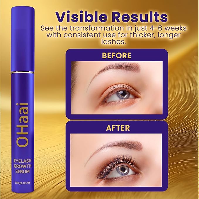 Prostaglandin-Free Eyelash Growth Serum for Thicker Longer Fuller Lashes, Lash Enhancing Serum, Lash Boost, Eyelash Lift, Vegan & Cruelty-Free for Sensitive Eyes, 3ml, 90-Day Supply