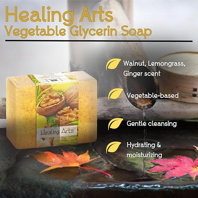 Glycerin Bar Soap Healing Arts Scent - Natural, Vegan-Friendly, Hypoallergenic - Moisturizing and Hydrating with 100% Vegetable Glycerin - Sulfate-Free, Paraben-Free, Chemical-Free - 4.5 oz