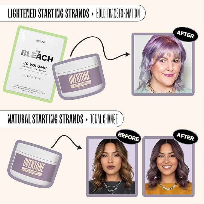 Overtone Semi Permanent Hair Color Conditioner, Smoky Lavender, 8 oz, Nourishing, Damage-Free, Color Depositing Mask for All Hair Types with Shea Butter & Coconut Oil, Vegan & Cruelty-Free