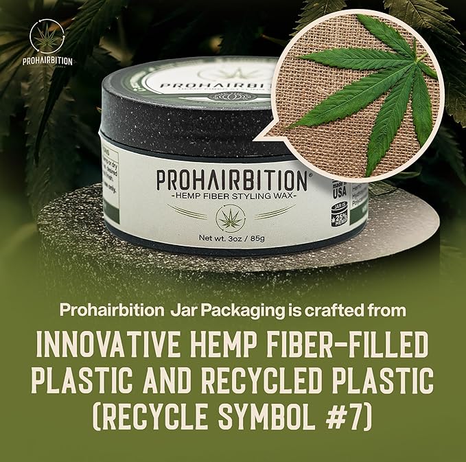 Hemp Fiber Hair Wax Strong Hold Matte Finish – Non-Greasy and Long Lasting Hemp Infused Styling Wax for Healthier Hair- No Paraben Vegan Friendly Formula in Sustainable Packaging