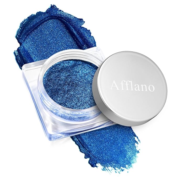 DE'LANCI Metallic Blue Cream Eyeshadow, Sparkling Ultra-Blendable Formula Dark Blue Cream Shimmer Eye Shadow, Moisturizing Professional Single Creme Navy Eyeshadow Makeup for Day & Night, 04#