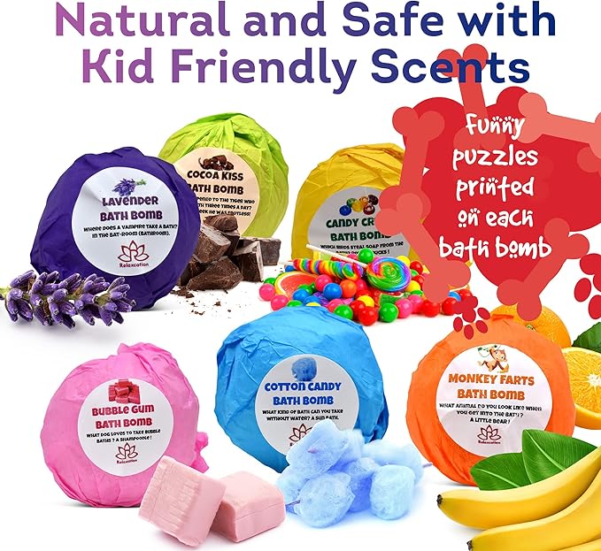 Organic Bath Bombs for Kids with Surprise Inside Little Puppies Toys – Natural and Safe Bubble Bombs with Essential Oils - Bath Bombs Toys Inside – Great Gift Set for Boys and Girls Handmade in USA