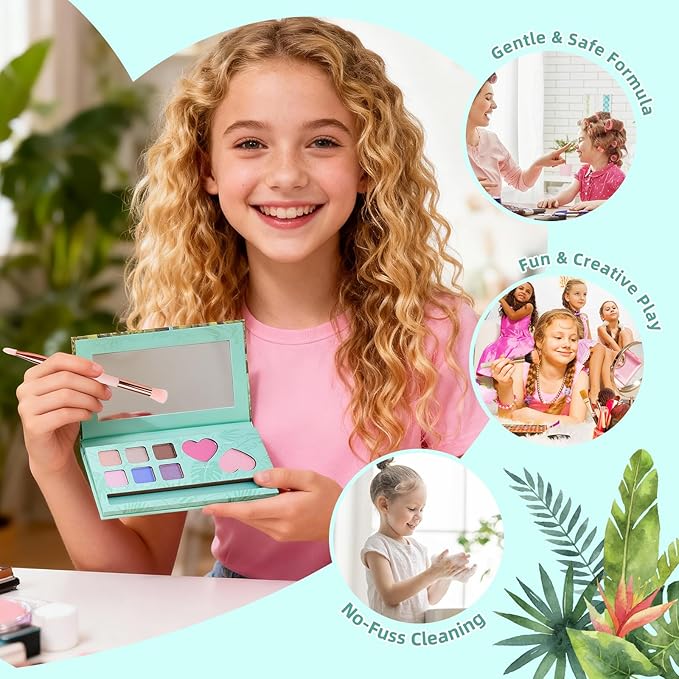 Color Nymph Girls Eye & Cheek Makeup Palette - Eyeshadow & Blush & Highlighter Palette for Teens Girls Tweens, Beginner-Friendly, Gentle Makeup Kits for Starter, Makeup Gift for Birthday (Mint Green)