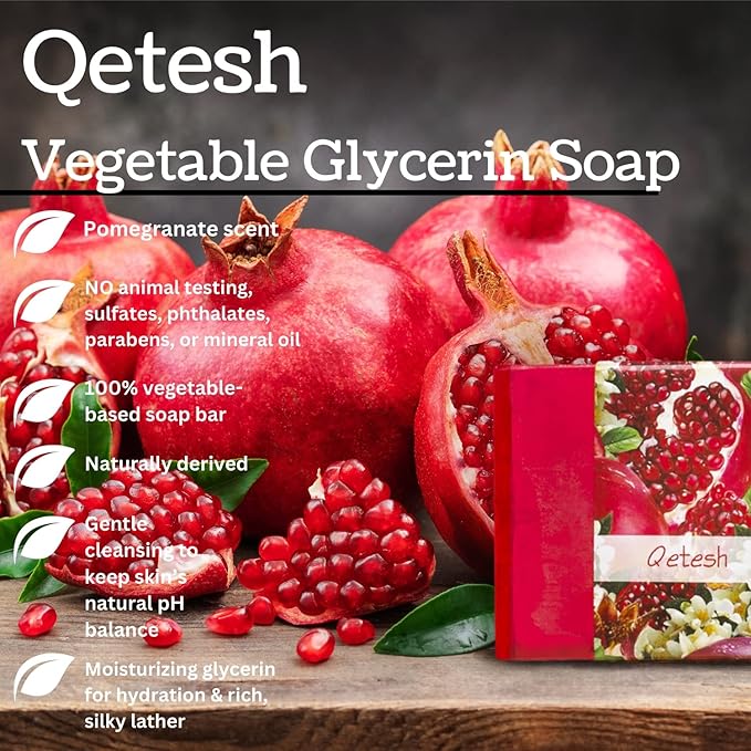Glycerin Bar Soap Qetesh Scent - Natural, Vegan-Friendly, Hypoallergenic - Moisturizing and Hydrating with 100% Vegetable Glycerin - Sulfate-Free, Paraben-Free, Chemical-Free - 4.5 oz