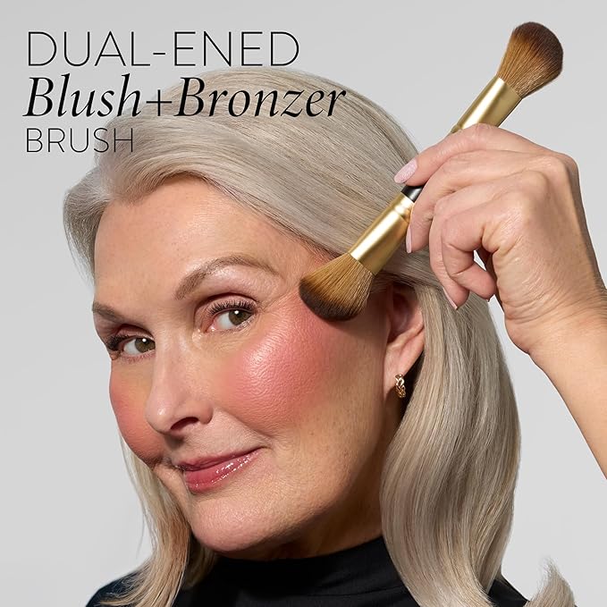 LAURA GELLER NEW YORK Cosmetic Professional Makeup Brushes - Cruelty-Free - 09 Dual-Ended Blush and Bronzer Brush