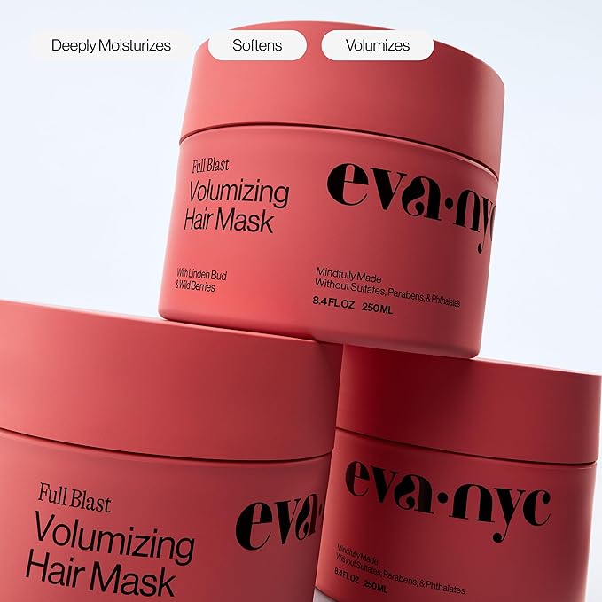 Eva NYC Volumizing Lightweight Deep Conditioning Treatment Mask for Fine Hair - Adds Volume + Body - Soften + Deeply Moisturize Hair - Vegan + Sulfate Free - Salted Citron Scent - 8.4 fl oz