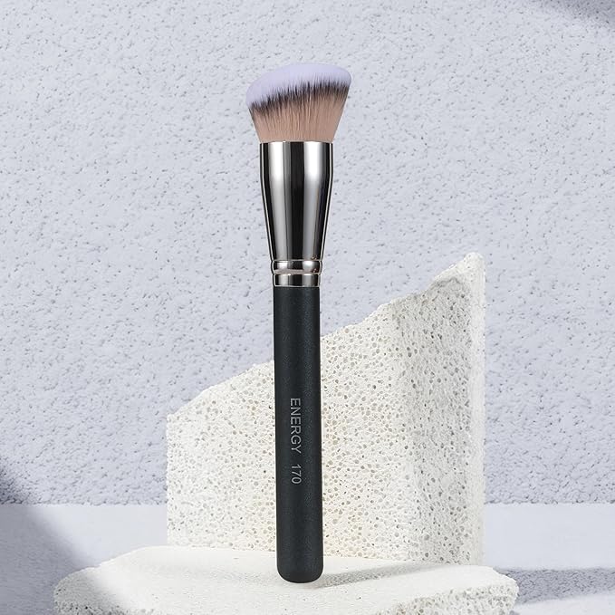 ENERGY Foundation Brush for Liquid Makeup - Professional Makeup Brush for Liquid, Cream & Powder Blending,Buffing and Contouring - Soft Vegan Synthetic Bristles Face Make Up Tool