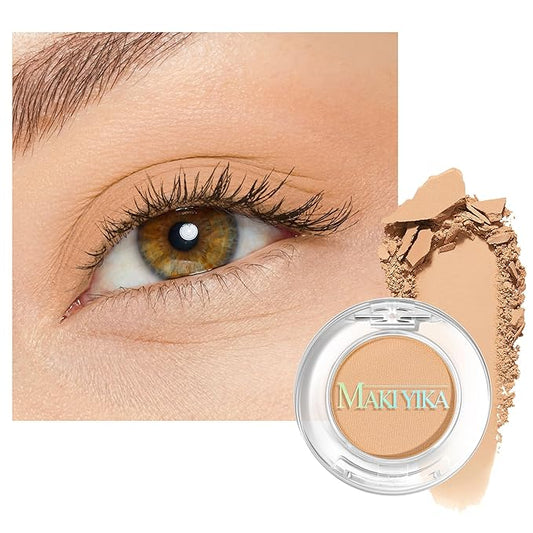 MAKI YIKA Puff Nude Matte Single Eye Shadow Palette for Women, Pigmented White Eyeshadow Powder for Brown Eyes, Color Stay Long Lasting Waterproof Eye Makeup Palette, #6