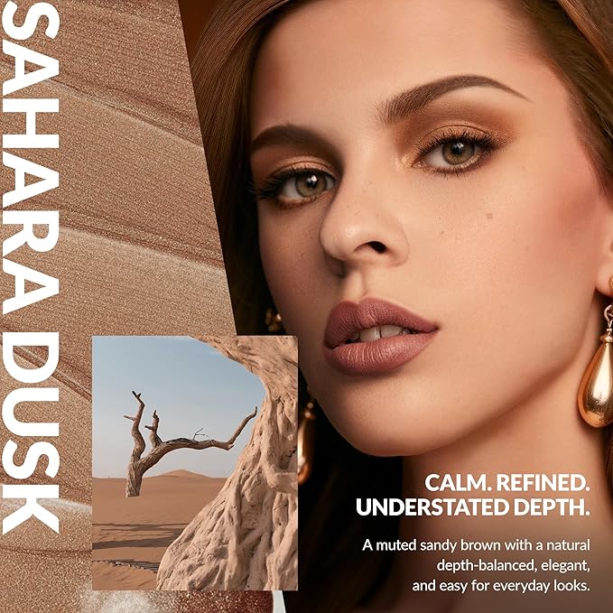 BEPHOLAN Brown Liquid Eyeshadow With Subtle Shimmer Waterproof,Long-Lasting, Neutral Naked Smooth Creamy Eyeshadow Lightweight Crease-Resistant Liquid-to-Powder Eye Shadow(Sahara Dusk 05#)