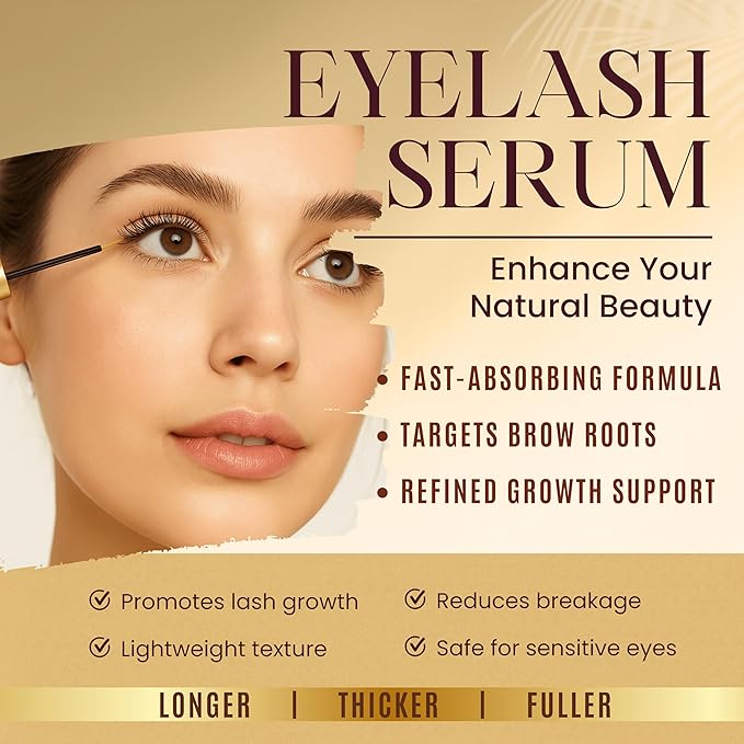 Eyelash Growth Serum - Advanced Biotin, Peptides & Botanical Extract Lash Enhancing Serum for Longer, Thicker Lashes and Brow, Visible Results in 2 Weeks - Hormone-Free, Non-Irritating Formula, 5ml