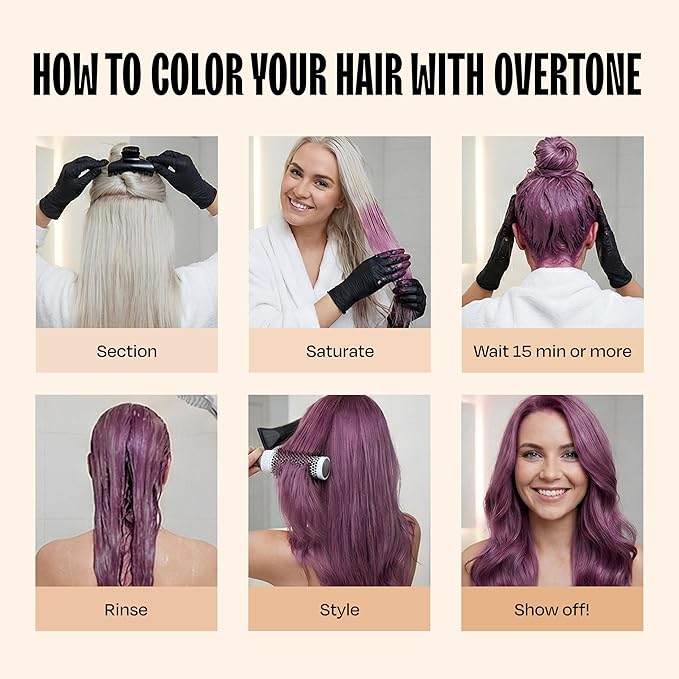 Overtone Haircare Color Depositing Conditioner - 8 oz Semi-Permanent Tint with Shea Butter & Coconut Oil - Temporary Vegan, Cruelty-Free Hair Tint/Dye - Smoky Magenta