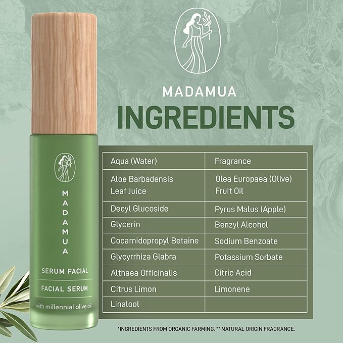 Organic Face Serum for Women - Hydrating Serum for Face with Millennial Olive Oil & Violet Extract | Skin Glow and Facial Hydration - Moisturizing Skincare for Sensitive Skin & All Types