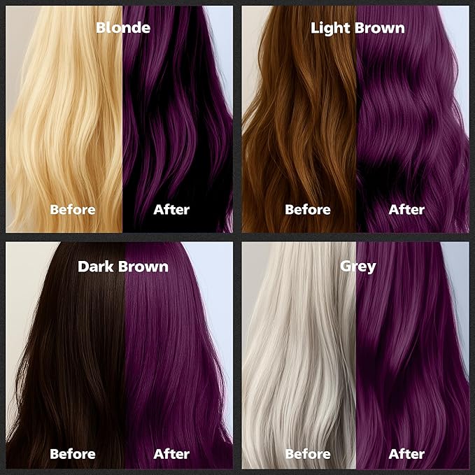Herbishh Magic Hair Dye Shampoo – Colors Gray Hair in Minutes – Long Lasting – 500 Ml – 3-In-1 Ammonia-Free Color Treatment (Purple)