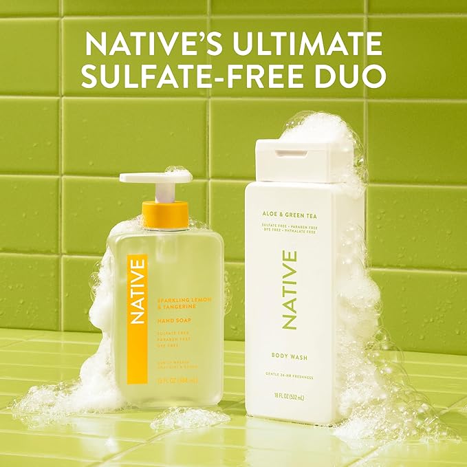 Native Body Wash Contains Naturally Derived Ingredients | For Women & Men, Sulfate, Paraben, & Dye Free Leaving Skin Soft and Hydrating |Aloe & Green Tea 18 oz