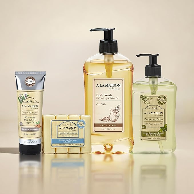 A LA MAISON French Liquid Hand Soap, Almond - Natural Hand Wash Made with Essential Oils - Biodegradable, Plant-Based, Vegan, Cruelty-Free, Alcohol & Paraben Free (16.9 oz, 6 Pack)