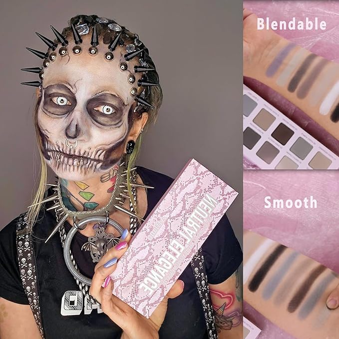 All Matte Neutral Eyeshadow Palette, Cool Toned Grey Smoky Eyeshadow Palette for Hazel Brown Eyes, High Pigmented Mauve Taupe Natural Eye Shadow Pallet for Mature Skin, Blendable & Long Last,Talc Free