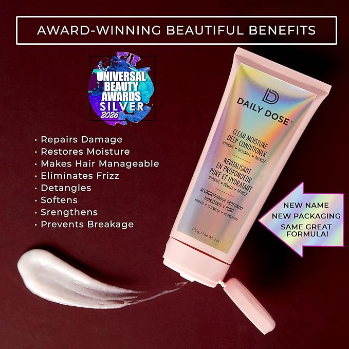 DAILY DOSE Award-Winning Deep Conditioner Hair Mask/Masque - Treatment for Dry, Damaged & Colored Treated Hair - Paraben Free, Phthalates Free, Vegan & Cruelty Free - for All Hair Types