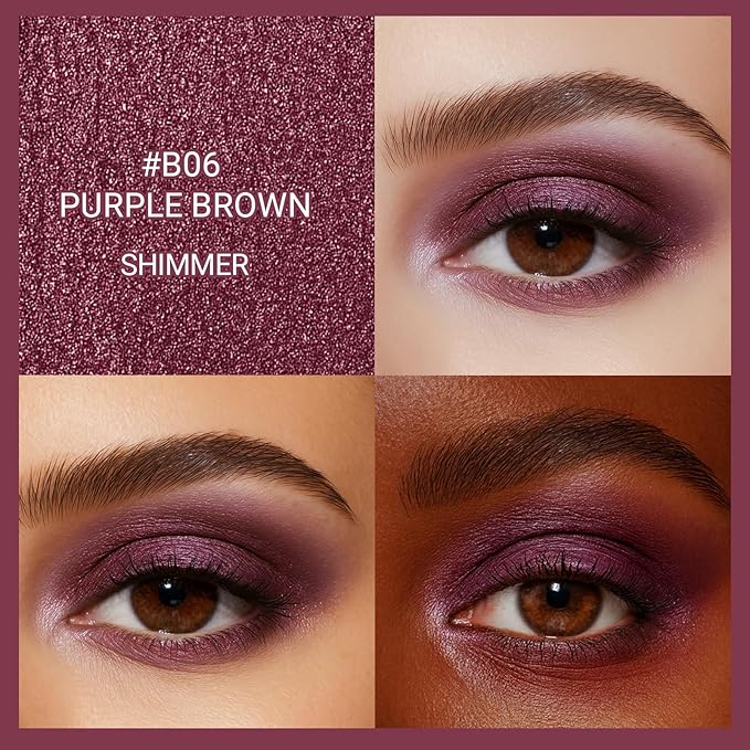 Erinde Waterproof Shimmer Eyeshadow Stick, Plum Brown Mauve Cream Eye Shadow Stick, Long-Lasting Crease-Proof Cream to Powder Buildable & Blendable Eye Shadow Pencils Crayon, Vegan & Cruelty-Free, B06