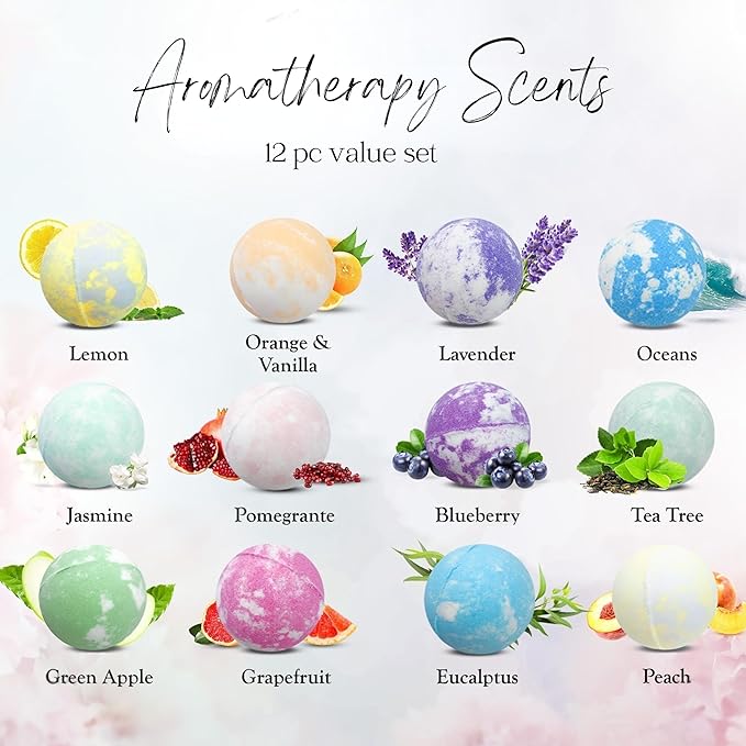 EvolutionUSA Mother’s Day Bath Bombs for Women – 12 Beautiful Bath Bombs for Mom, Thoughtful Mother’s Gift of Luxury & Relaxation, Gorgeous Bath Balls Set, Lush Aramotherpy Bathbombs, Gift Set Women