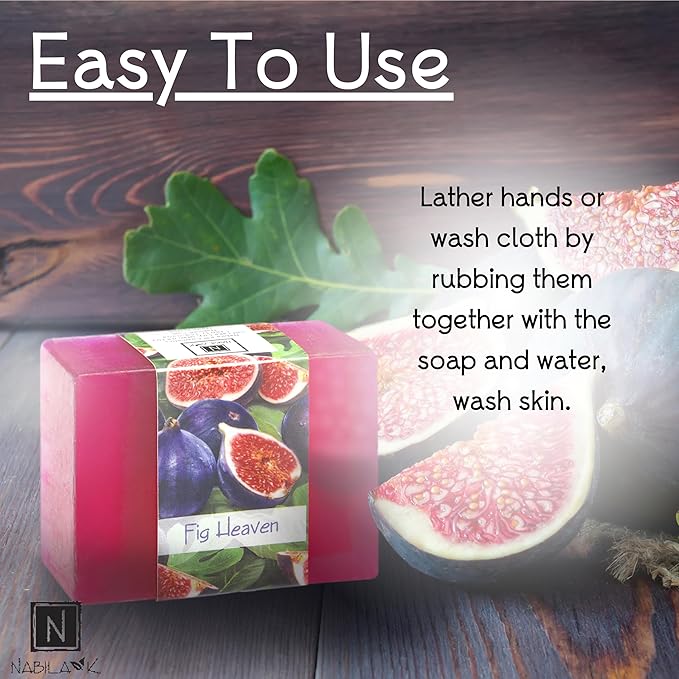 Glycerin Bar Soap Fig Heaven Scent - Natural, Vegan-Friendly, Hypoallergenic - Moisturizing and Hydrating with 100% Vegetable Glycerin - Sulfate-Free, Paraben-Free, Chemical-Free - 4.5 oz