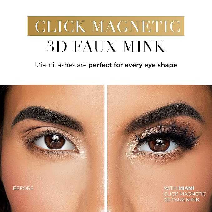 Lilly Lashes Click Magnetic Eyelashes - Miami Magnetic Faux Mink Lashes for a Natural Look - False, Wispy Magnet Eyelashes - Vegan Makeup Lash Extension - Magnetic Eyelashes Without Eyeliner