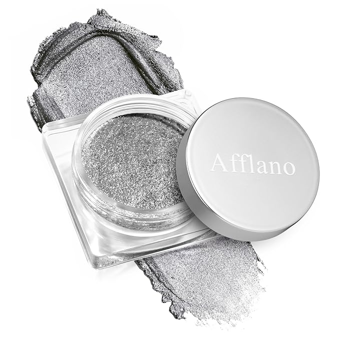 Silver Eyeshadow Single Cream Shimmer, Silver Glitter Eyeshadow Long Lasting Silky Smooth Texture, Blendable Neutral Metallic Highlighter Eye Makeup for All Skin, Travel Friendly, Cruelty-Free, 05#